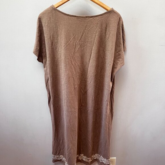 NEW J.Jill Shitake Brown Embroidered Sequined Cotton Dress L - Picture 6 of 6